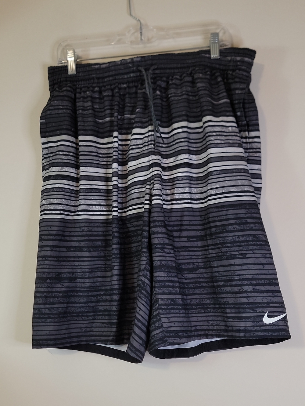 Nike Men's Black & Gray Striped Athletic Shorts